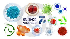 Microscopic Viruses Bacteria Collection Set Vector