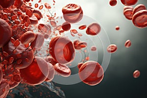 In microscopic world, countless vibrant erythrocytes, red blood cells, traverse circulatory system, tirelessly carrying