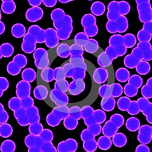 The microscopic world. Dangerous purple cells or virus spheres in dirty water