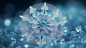 the microscopic world. snowflake under microscope