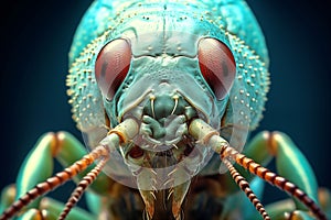 microscopy of cockroach face, electron microscopy,500x zoom, Generative AI