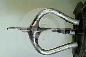 Microscopy of the interior of a 1970`s type germanium transistor type AC132