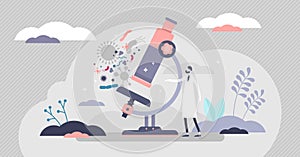 Microscopy vector illustration. Organisms closeup flat tiny persons concept