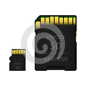 MicroSD card with SD card adapter isolated on white