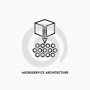 Microservice architecture outline icon. Simple linear element illustration. Isolated line Microservice architecture icon on white photo