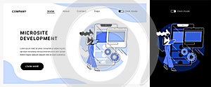 Microsite development vector concept landing page.