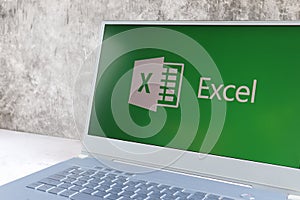 Microsoft Excel logo on computer screen