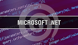 Microsoft .NET with Binary code digital technology background. Abstract background with program code and Microsoft .NET.