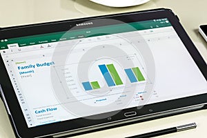 Microsoft Office Excel app on Samsung tablet