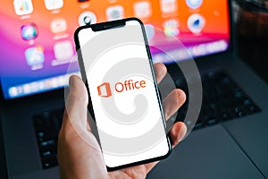 Microsoft office logo on smartphone screen