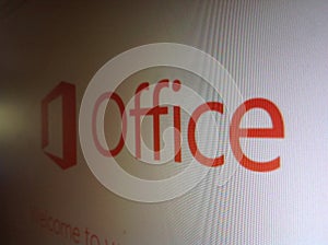 Microsoft Office Name and Logo on Computer Screen