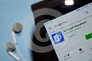 Microsoft SharePoint dev app with magnifying on Smartphone screen