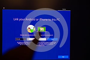 Microsoft Windows PC computer during the update of the OS operating system