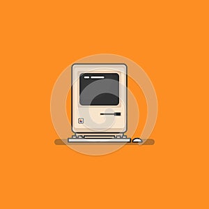 pc vintage illustration with orange background