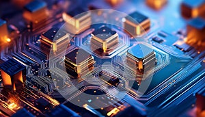 Microswitch on abstract background. Selective focus emphasizes the intricate details of the switch