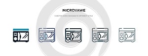 Microvawe icon in different style vector illustration. two colored and black microvawe vector icons designed in filled, outline, photo