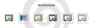 Microvawe vector icon in 6 different modern styles. Black, two colored microvawe icons designed in filled, outline, line and photo