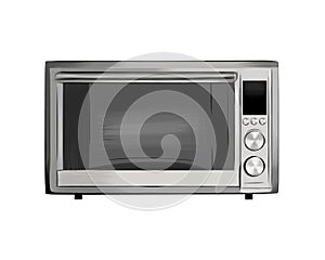 Microwave clip art. Cooking equipment, electrical appliances, kitchen technology concept from multicolored paints