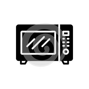 Black solid icon for Microwave, oven and kitchen