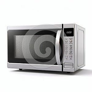 Elegant Silver Microwave Oven With Realistic Detailing photo