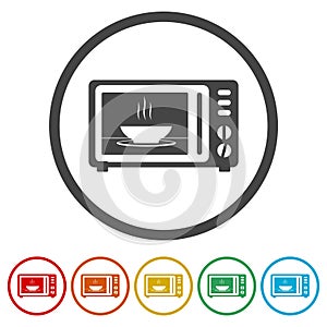 Microwave oven ring icon, color set
