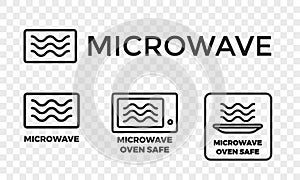 Microwave oven safe vector icon templates