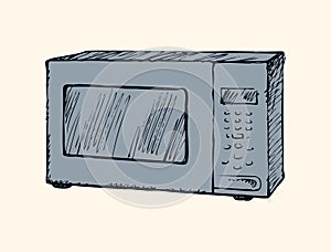 Microwave oven. Vector Sketch