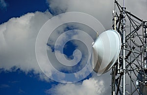 Microwave Radio Tower Dish on a Sunny Clear Day