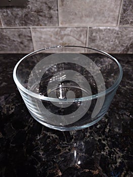 Microwaveable Glass Bowl on Black Granite