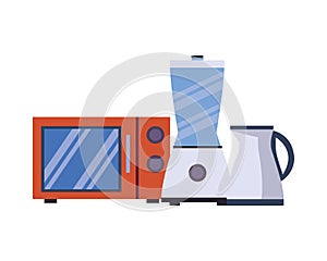 Microwaves oven with blender and kettle kitchen appliance photo