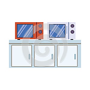 Microwaves ovens in drawer kitchen appliance isolated icon photo