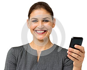 Mid Adult Businesswoman Holding Smart Phone