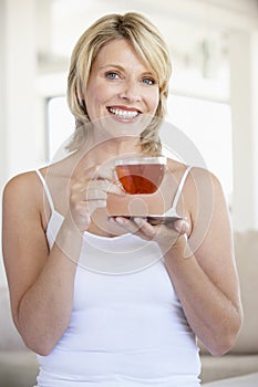 Mid Adult Woman Holding Tea Cup