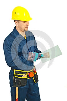 Mid adult worker man with notched