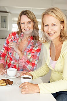 Mid age women chatting over coffee