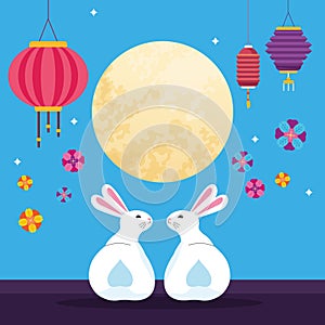 Mid autumn chinese festival cartoon