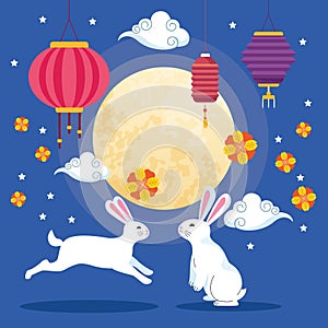 Mid autumn chinese festival cartoon