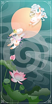 mid-autumn festival cute rabbit illustration