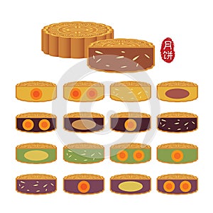 Mid autumn festival food - mooncake with different flavour