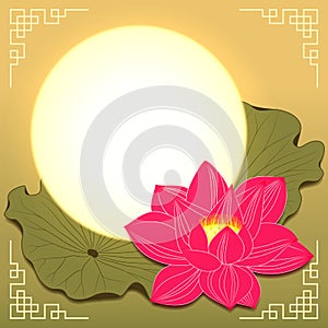 Mid Autumn Festival Lotus Flower and Moon