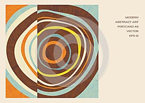 Mid Century Abstract Illustration in retro colors. Organic shapes with patterns and textures.