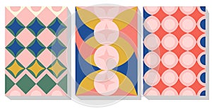 Mid century art.Set of abstract posters with geometric shapes.