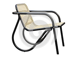 Mid-century bent beech wood armchair. 3d render