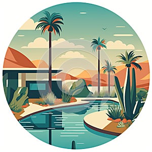 Mid-Century Desert Oasis: Palm Springs in Colorful Abstraction