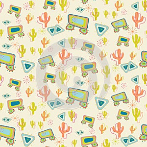 Mid Century Desert scene repeat pattern