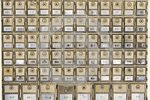 Mid-Century Design Brass Post Office Mailboxes