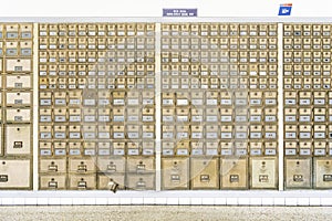 Mid-Century Design Brass Post Office Mailboxes