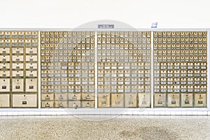 Mid-Century Design Brass Post Office Mailboxes