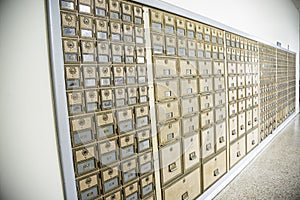 Mid-Century Design Brass Post Office Mailboxes
