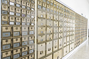 Mid-Century Design Brass Post Office Mailboxes